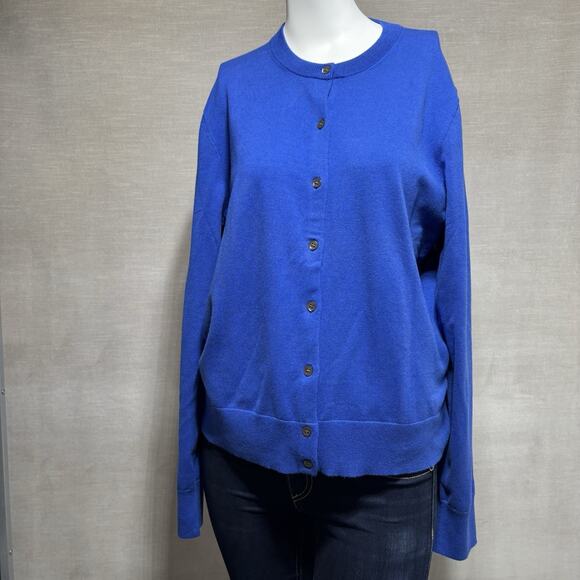 J Crew Womens Cardigan Sweater XL Blue Lightweight Casual Career Capsule Preppy - Picture 1 of 8